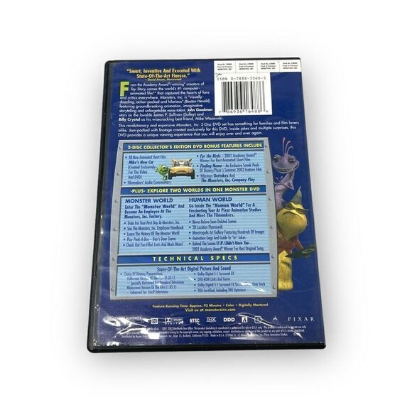 Disney Pixar Monsters, Inc. DVD 2002 2-Disc Set Collectors Edition Animation - Picture 2 of 5